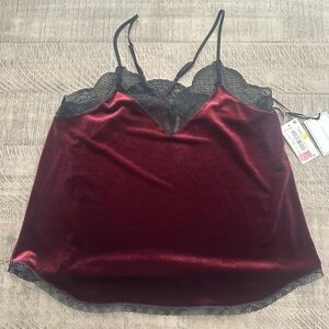 1. State Wine Satin Lace Cami